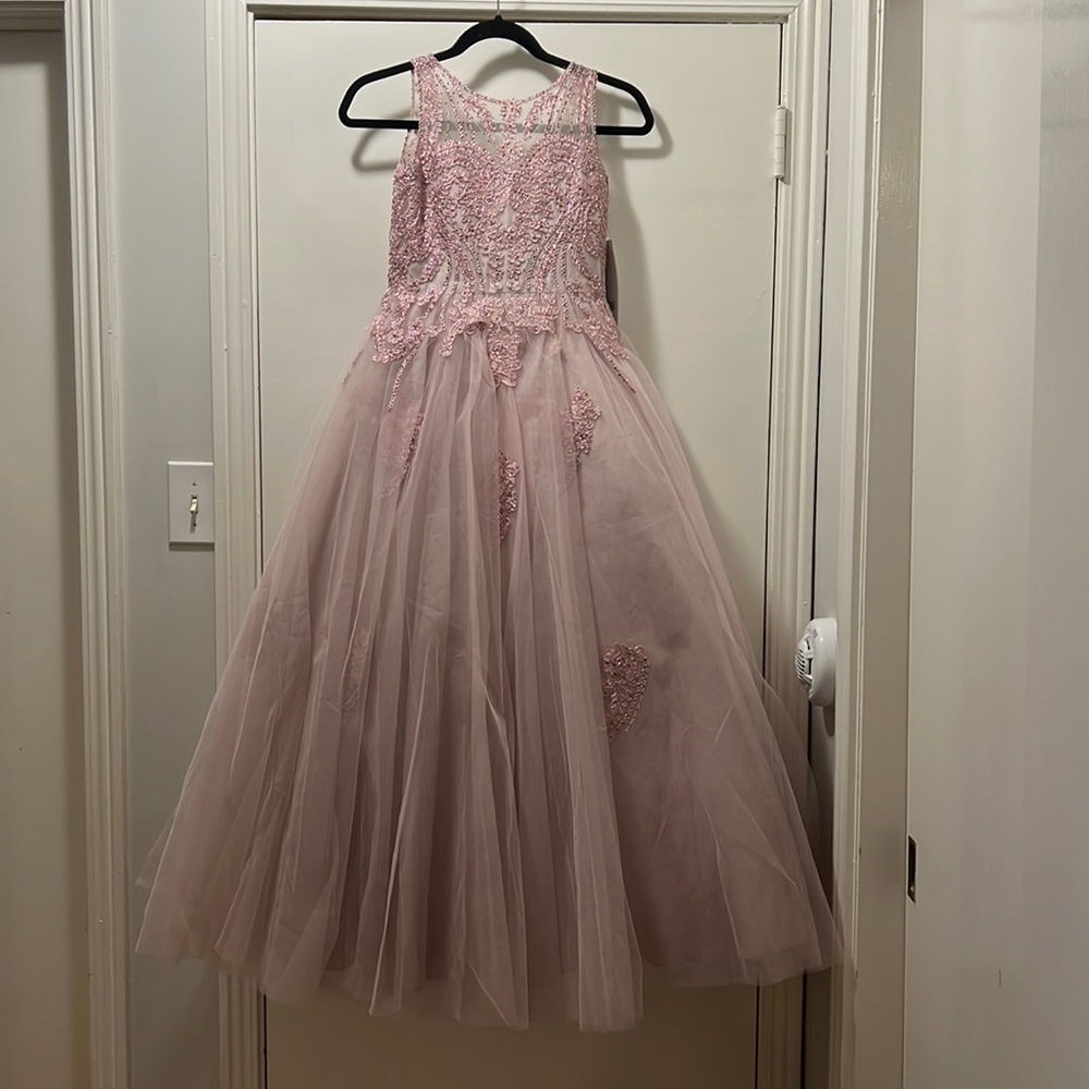 Mauve pageant or dance dress for young girl, size 10, never been worn.